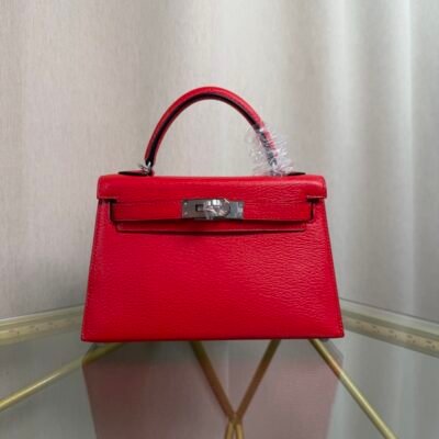 Kelly Sellier 20 Rouge Casaque Verso Rose Bubblegum Chèvre Mysore Palladium Hardware
