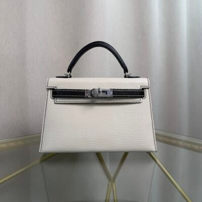 Kelly Sellier 20 Nata, Black Chèvre Mysore Palladium Hardware
