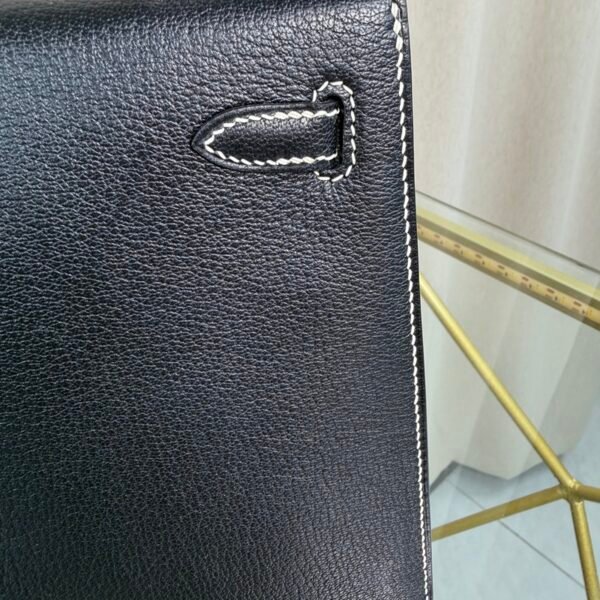 Kelly Sellier 25 Style Black Chevre Mysore Palladium Hardware