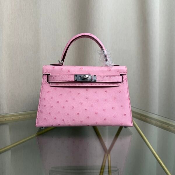 Kelly Sellier 20 Style Rose Sakura Ostrich Palladium Hardware