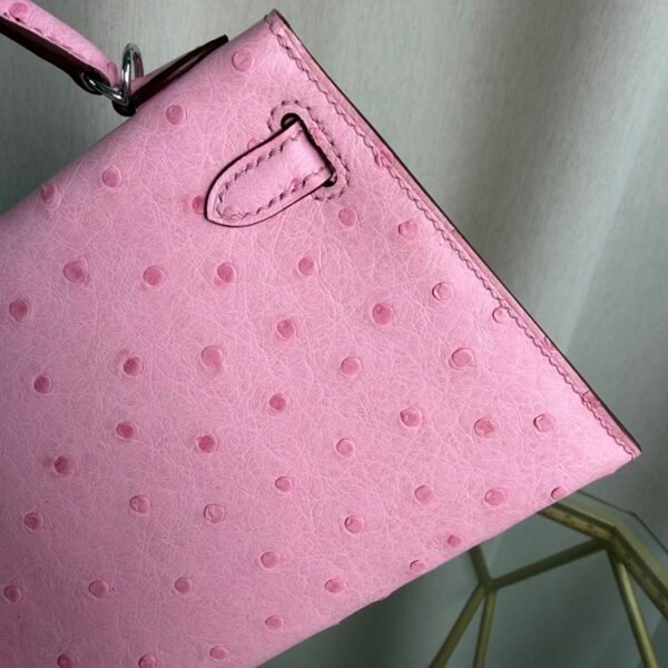 Kelly Sellier 20 Style Rose Sakura Ostrich Palladium Hardware