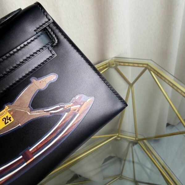 Kelly Sellier 20 Style "Cheval De Bois" Black and Multi Tadelakt Palladium Hardware