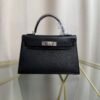 Kelly Sellier 20 Style Black Chèvre and Shiny Ombré Lizard Touch Palladium Hardware