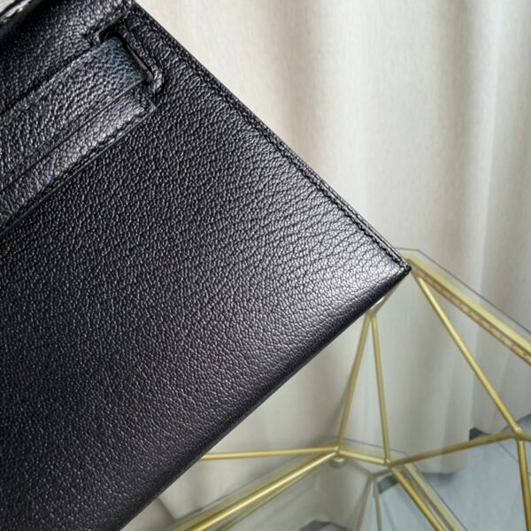 Kelly Sellier 20 Style Black Chèvre and Shiny Ombré Lizard Touch Palladium Hardware