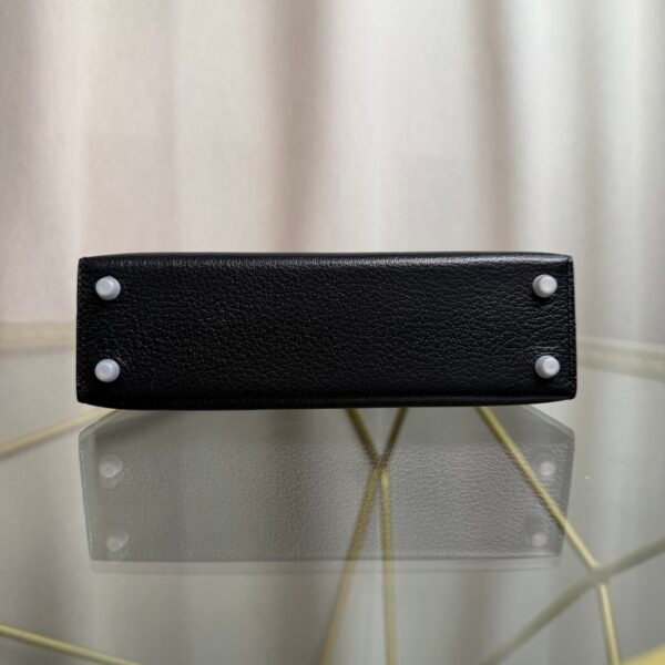 Kelly Sellier 20 Style Black Chèvre and Shiny Ombré Lizard Touch Palladium Hardware