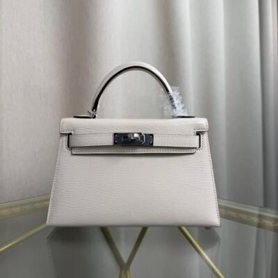 #minikelly Kelly Sellier 20 Style Craie Chèvre Mysore Palladium Hardware
