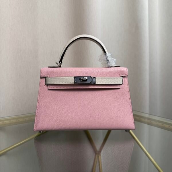 #minikelly Kelly Sellier 20 Style Rose Sakura and Craie Chèvre Mysore Palladium Hardware