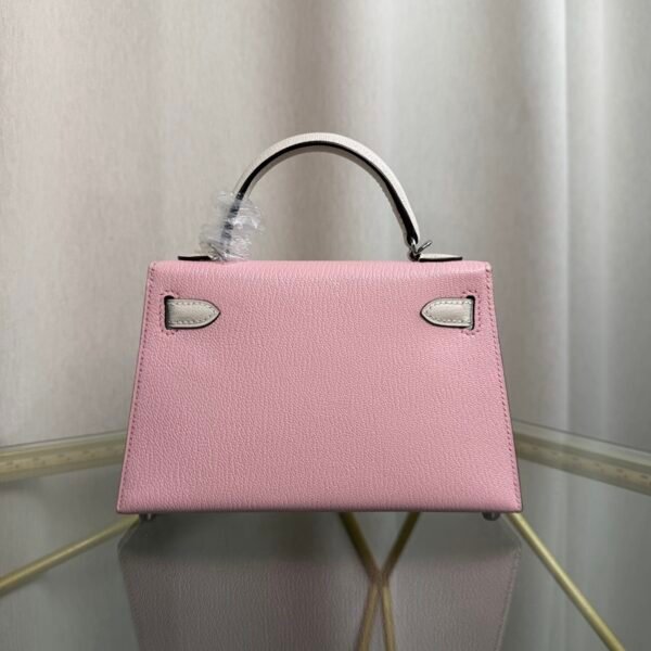 #minikelly Kelly Sellier 20 Style Rose Sakura and Craie Chèvre Mysore Palladium Hardware