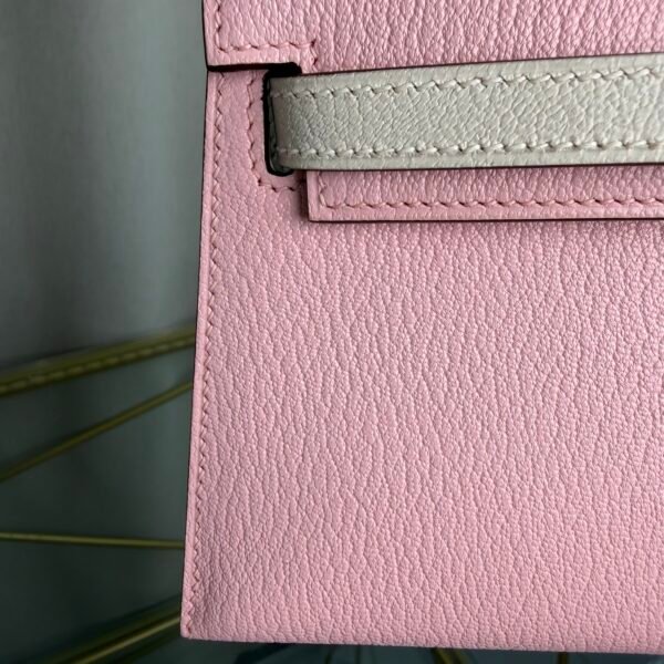 Kelly Sellier 20 Style Rose Sakura and Craie Chèvre Mysore Palladium Hardware