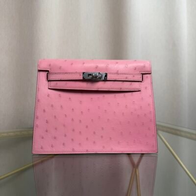 Kelly Danse Style Rose Sakura Ostrich Palladium Hardware Kelly Danse Style Rose Sakura Ostrich Palladium Hardware