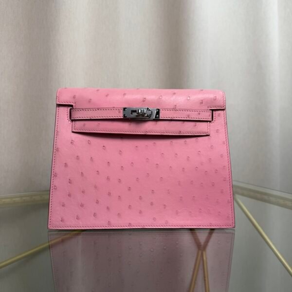 Kelly Danse Style Rose Sakura Ostrich Palladium Hardware