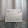 Kelly Danse Style Glacier White Ostrich Palladium Hardware
