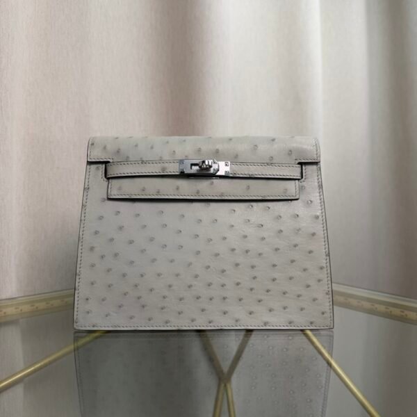 Kelly Danse Style Bleu Glacier Ostrich Palladium Hardware