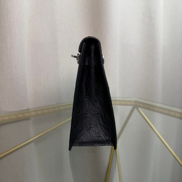 Kelly Danse Style Black Ostrich Palladium Hardware