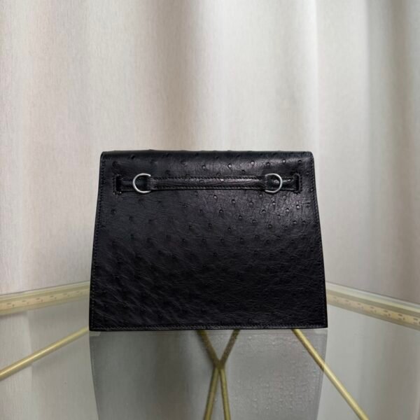 Kelly Danse Style Black Ostrich Palladium Hardware