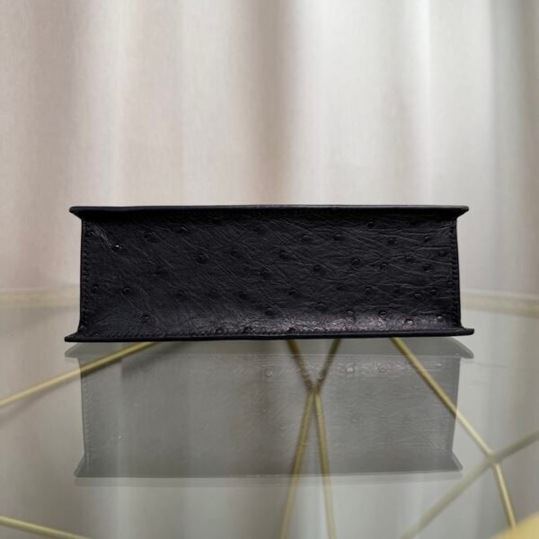 Kelly Danse Style Black Ostrich Palladium Hardware