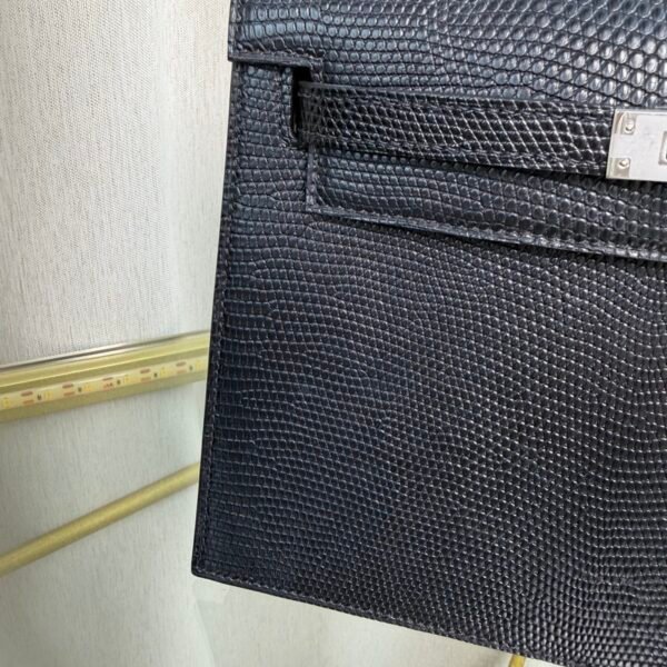 Kelly Danse Style Black Shiny Lizard Palladium Hardware