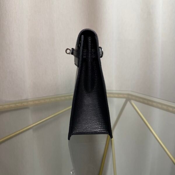 Kelly Danse Style Black Shiny Lizard Palladium Hardware