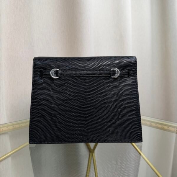 Kelly Danse Style Black Shiny Lizard Palladium Hardware