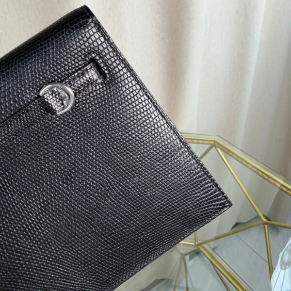 Kelly Danse Style Black Shiny Lizard Palladium Hardware