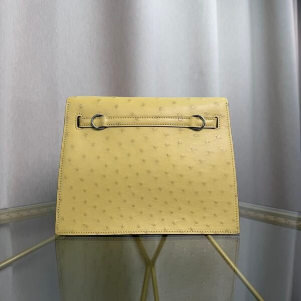 Kelly Danse Style Jaune Poussin Ostrich Palladium Hardware